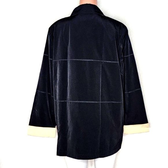 Worthington Vintage All Weather Coat Jacket Black Tan Lined Pockets Zip Front - Picture 4 of 7